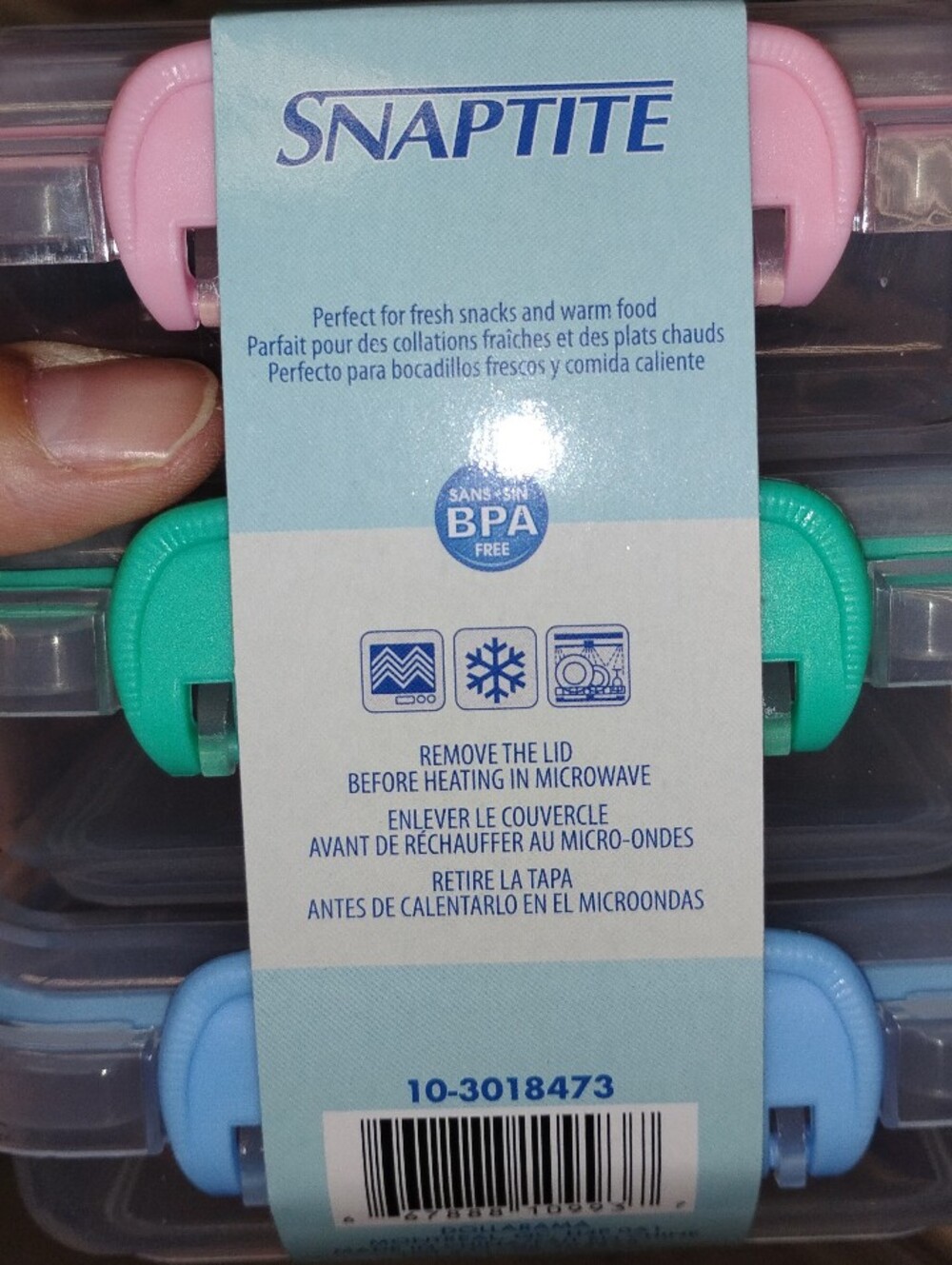 SNAPTITE Stackable Snack Containers - Pink, Teal, Blue